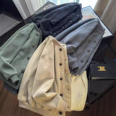 Casual Velvet Thickened Baseball Uniform Stand Collar Jacket